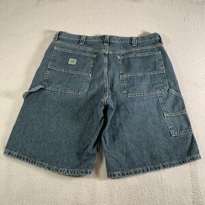 Y2K Lee Shorts Mens 40 Blue Carpenter Cargo Hammer Loop 11.5" Inseam Baggy